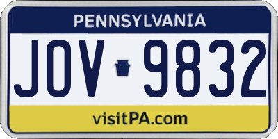 PA license plate JOV9832