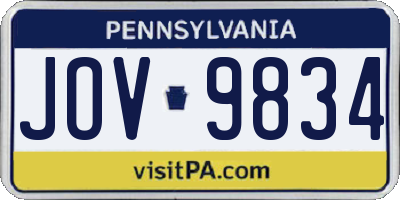 PA license plate JOV9834