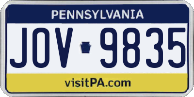PA license plate JOV9835