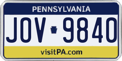 PA license plate JOV9840