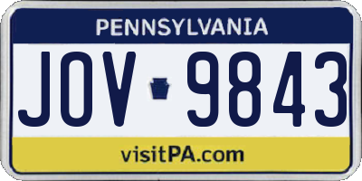 PA license plate JOV9843