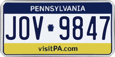 PA license plate JOV9847