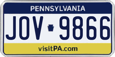 PA license plate JOV9866