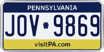 PA license plate JOV9869