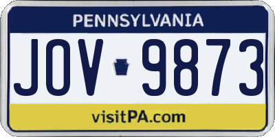 PA license plate JOV9873