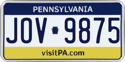 PA license plate JOV9875