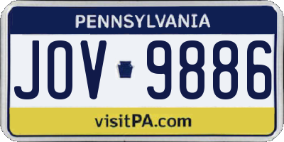 PA license plate JOV9886