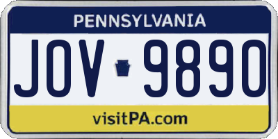 PA license plate JOV9890