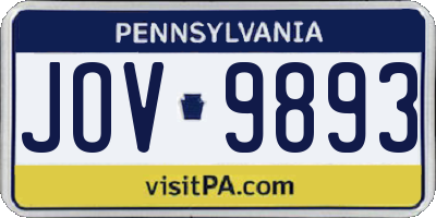 PA license plate JOV9893