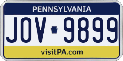 PA license plate JOV9899
