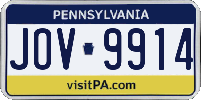 PA license plate JOV9914