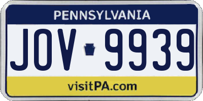 PA license plate JOV9939