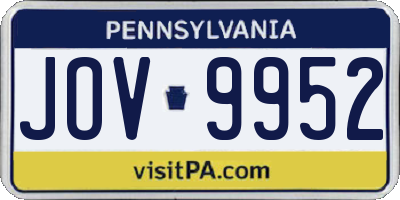 PA license plate JOV9952