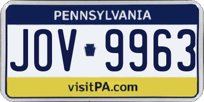 PA license plate JOV9963