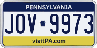 PA license plate JOV9973