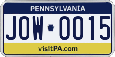 PA license plate JOW0015