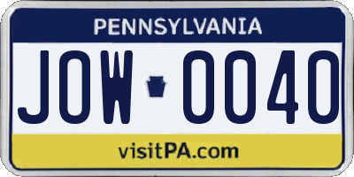 PA license plate JOW0040
