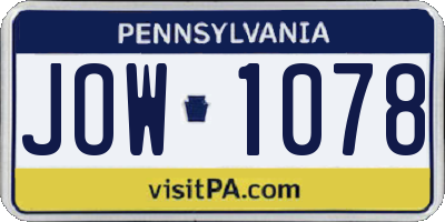 PA license plate JOW1078