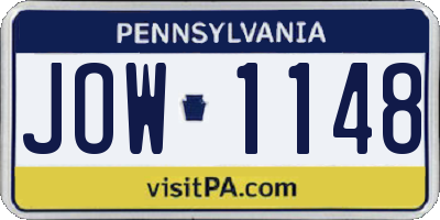 PA license plate JOW1148