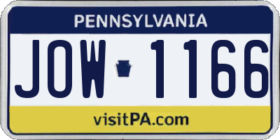 PA license plate JOW1166