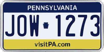 PA license plate JOW1273