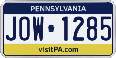 PA license plate JOW1285