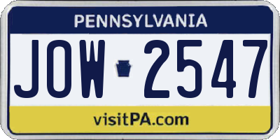 PA license plate JOW2547