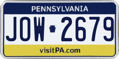 PA license plate JOW2679