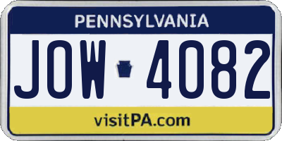PA license plate JOW4082