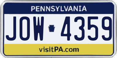 PA license plate JOW4359