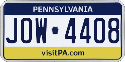 PA license plate JOW4408