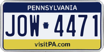 PA license plate JOW4471