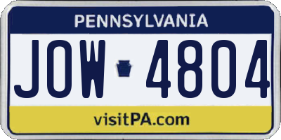 PA license plate JOW4804