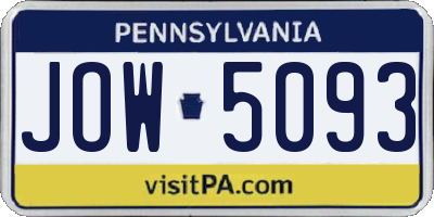 PA license plate JOW5093