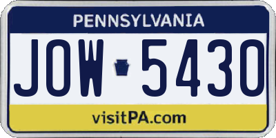 PA license plate JOW5430