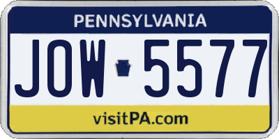 PA license plate JOW5577