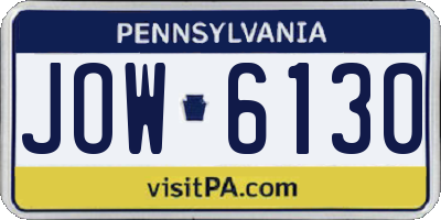 PA license plate JOW6130