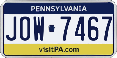 PA license plate JOW7467