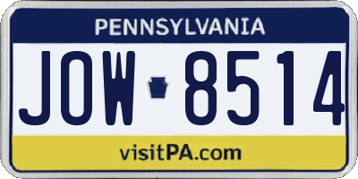 PA license plate JOW8514