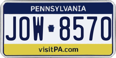 PA license plate JOW8570