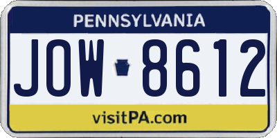 PA license plate JOW8612