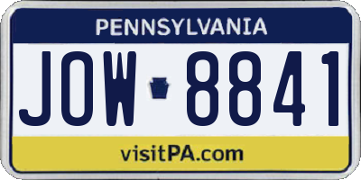 PA license plate JOW8841