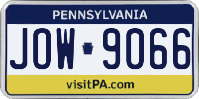 PA license plate JOW9066