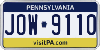 PA license plate JOW9110