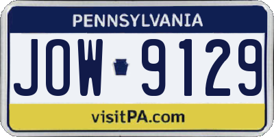 PA license plate JOW9129