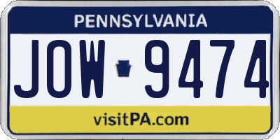PA license plate JOW9474