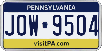 PA license plate JOW9504