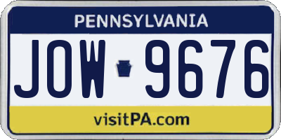 PA license plate JOW9676