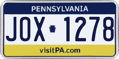 PA license plate JOX1278
