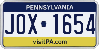PA license plate JOX1654